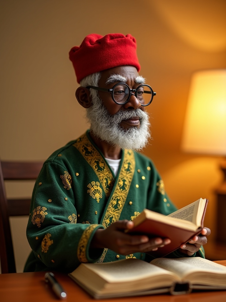 Chinua Achebe — handmade heritage doll, AI concept image