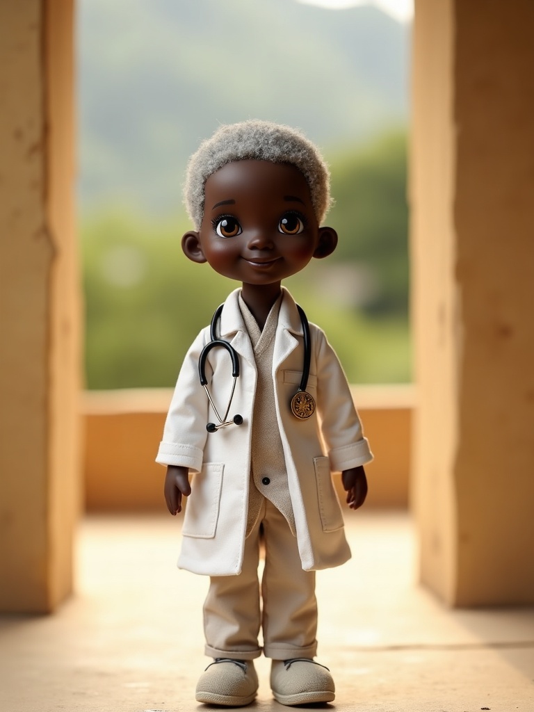 Denis Mukwege — handmade heritage doll, AI concept image
