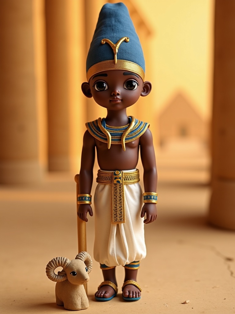 Taharqa — handmade heritage doll, AI concept image