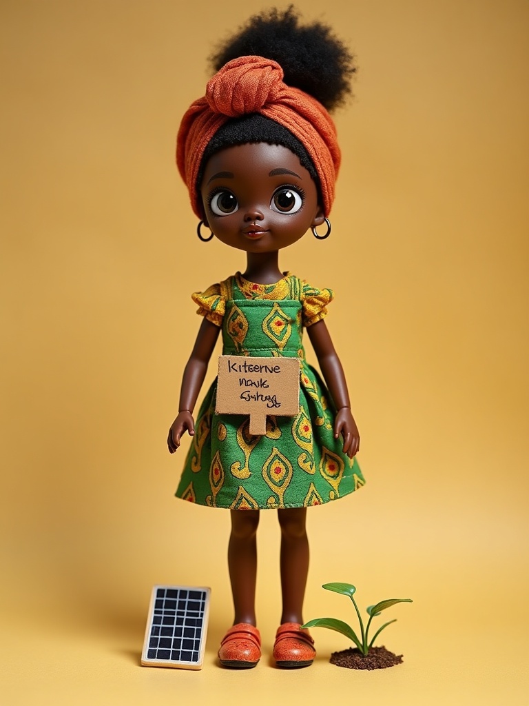 Vanessa Nakate — handmade heritage doll, AI concept image