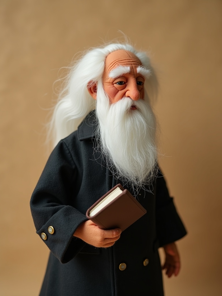 Charles Darwin — handmade heritage doll, AI concept image