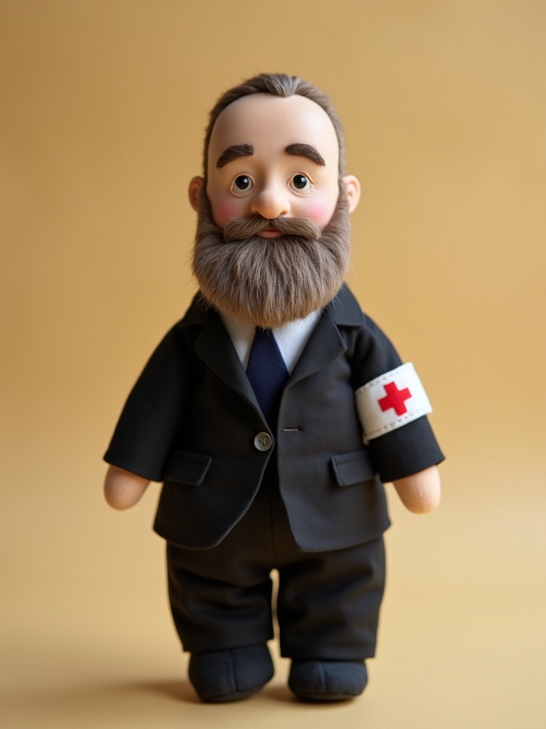Henri Dunant — handmade heritage doll, AI concept image