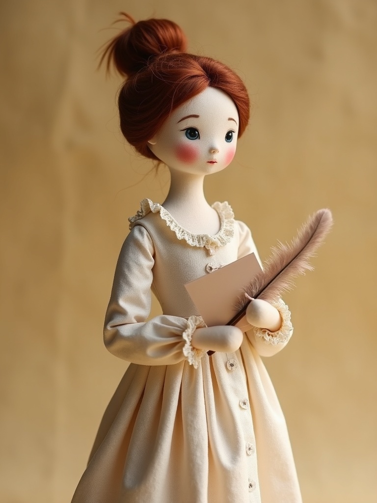 Jane Austen — handmade heritage doll, AI concept image