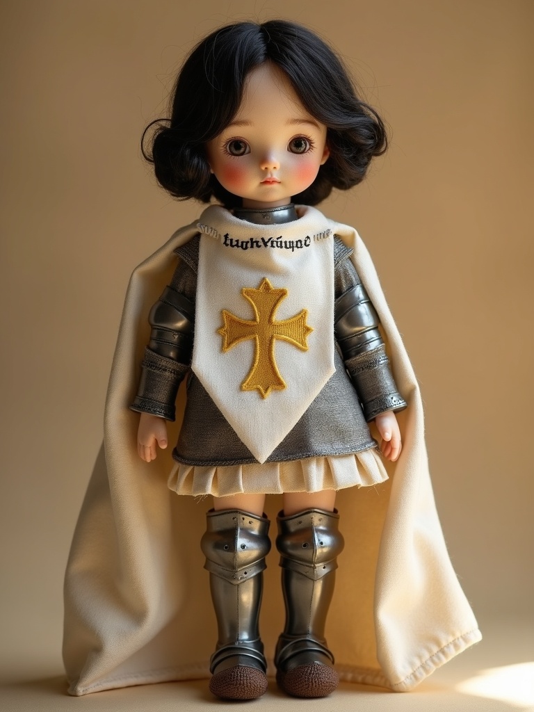 Jeanne d'Arc — handmade heritage doll, AI concept image