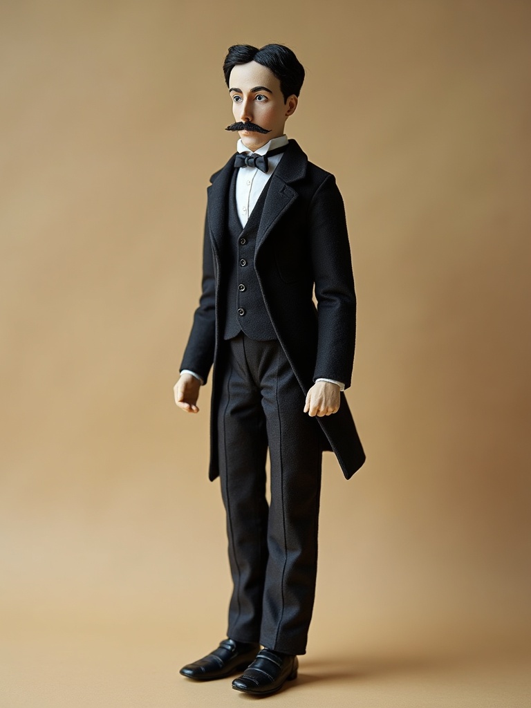 Nikola Tesla — handmade heritage doll, AI concept image