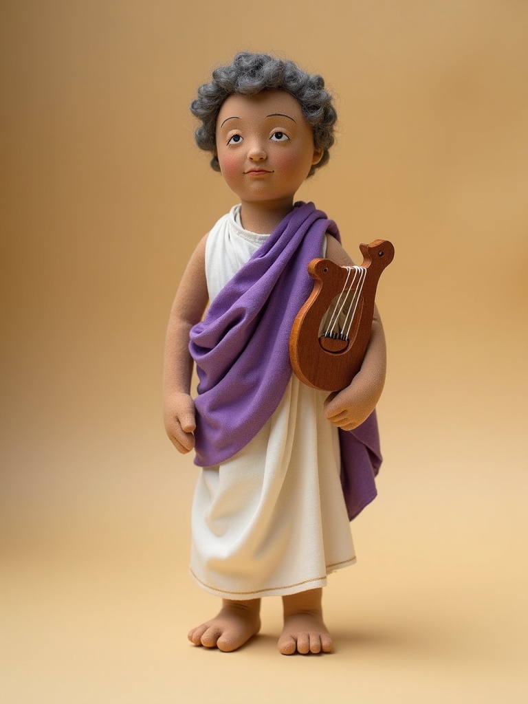 Sappho — handmade heritage doll, AI concept image