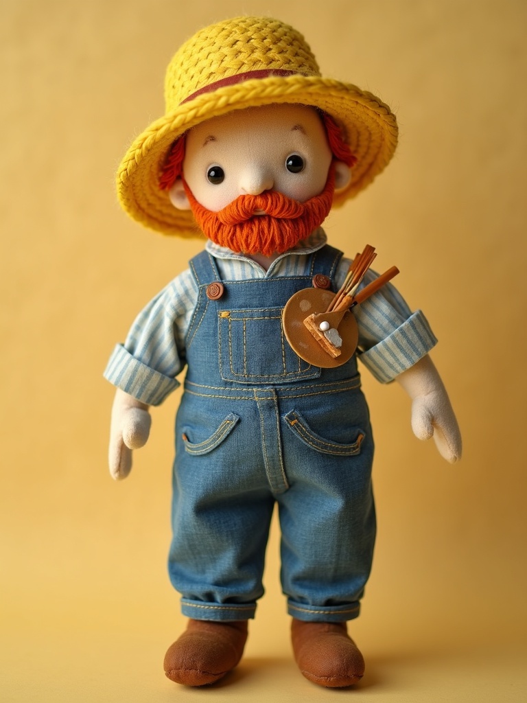 Vincent van Gogh — handmade heritage doll, AI concept image